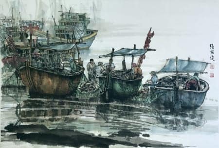 Tranh Thuy Mac 2019 Trương Gia Tuấn, Cảng cá Phan Rí Cửa, 70x100