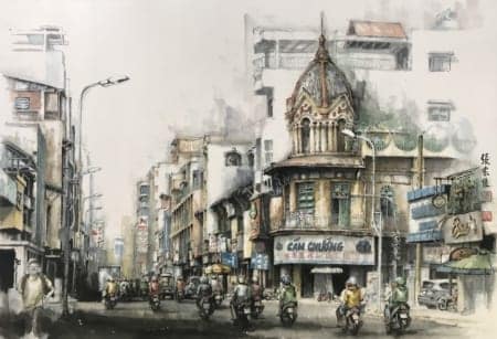 Tranh Thủy Mặc 2021 Trương Gia Tuấn, Khu Chợ Lớn, 70x100