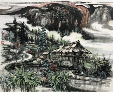 Tranh Thủy Mặc 2022 Trương Gia Tuấn, Hoàng Su Phì - Hà Giang, 68 x 85cm