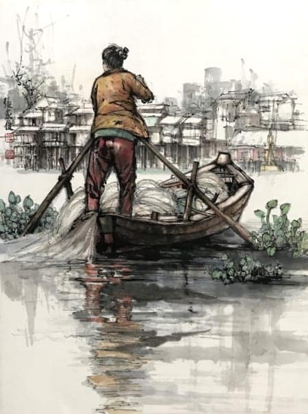 Tranh Thủy Mặc 2022 Trương Gia Tuấn, Về nhà, 68 x 90
