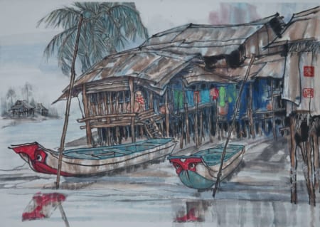 Tranh Thuy Mac MÃ HỒNG SƠN Năm Căn Cà Mau 55 x 77 cm 2018
