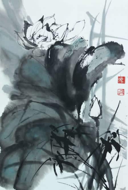 Tranh THuy Mac Ma Hong Son Nghinh Hương 48 x 68 cm 2019